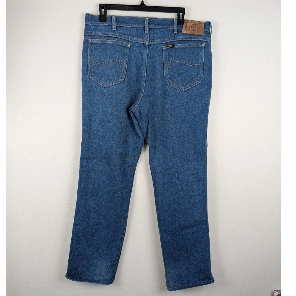 Vintage Lee Riders Mens 38x32 Blue Straight Leg Jeans Made in USA 200-2046 Denim - Picture 3 of 11